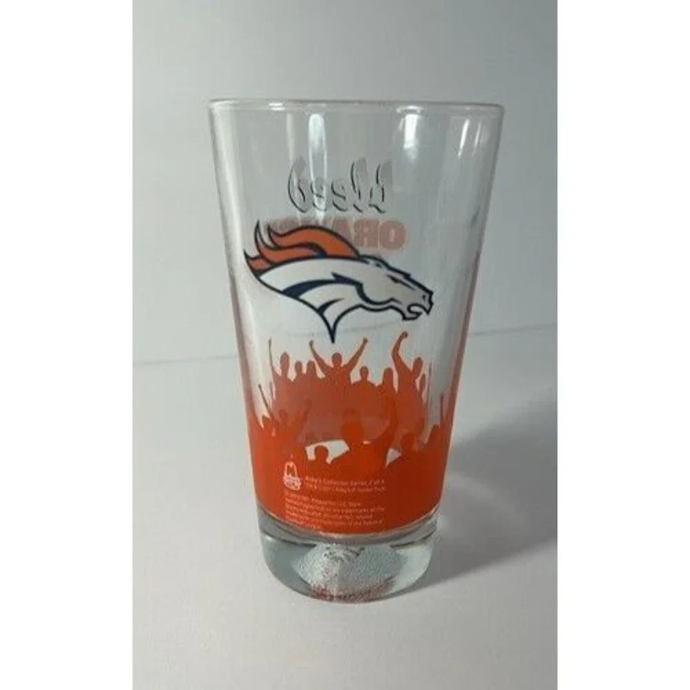 Denver Broncos Bleeding Orange & Blue Glass & 18oz Insulated StainlessTumbler